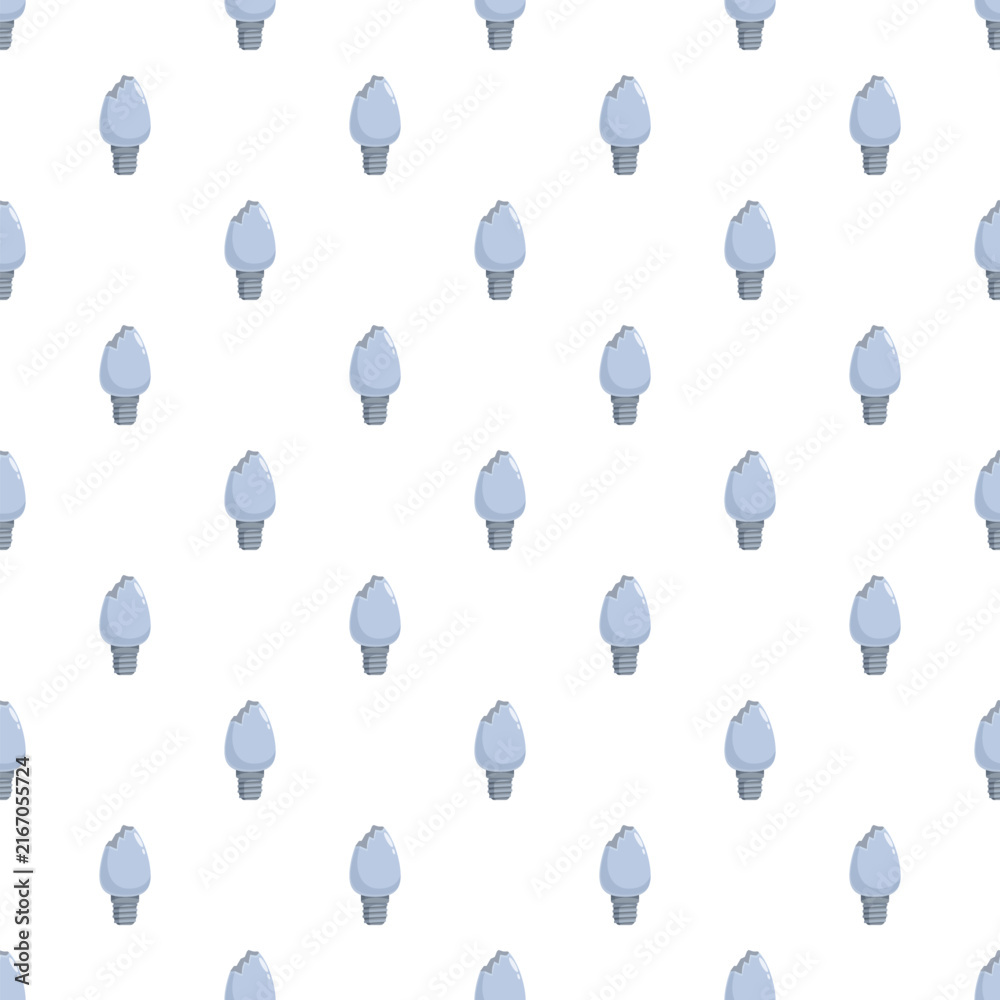 Fototapeta premium Broken light bulbs forming a seamless pattern on a white background, representing failure and problems