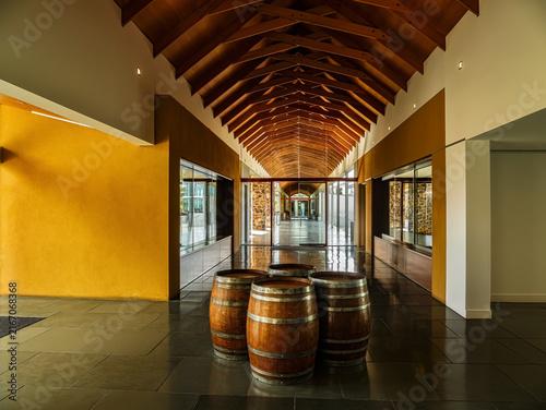 Wine Barrels Inside Long Entrance Hall