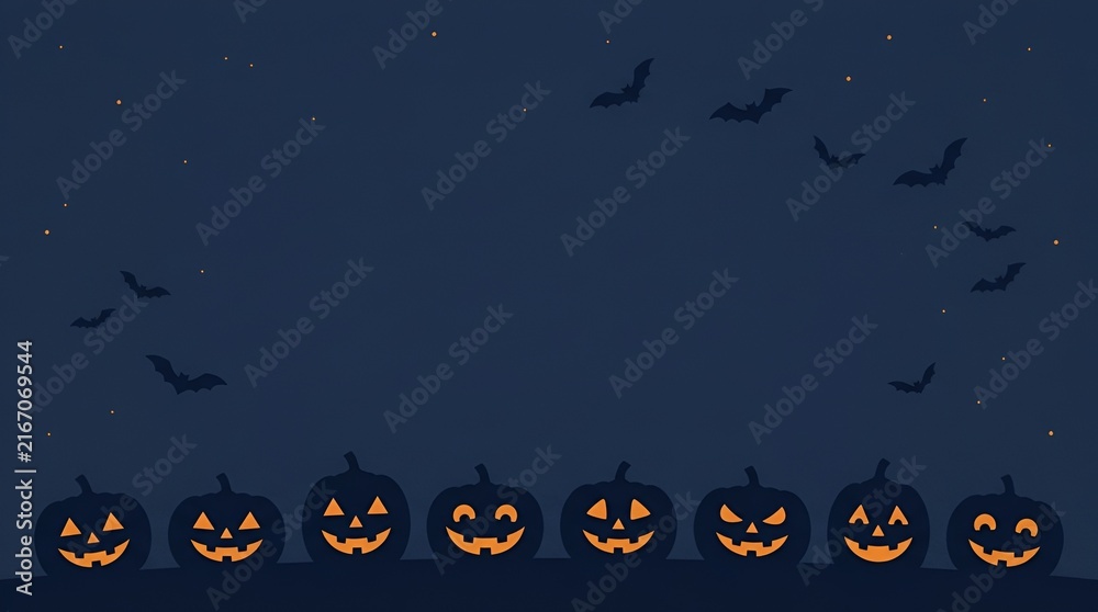 Fototapeta premium Halloween Background with Pumpkins and Night Sky