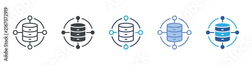 Data Hub icon set multiple style collection