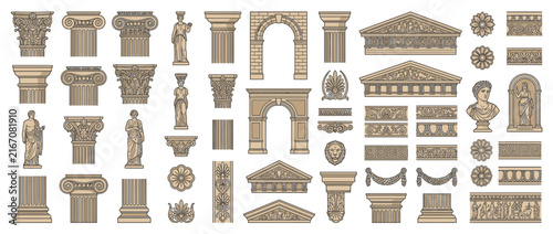 Ancient Greek Roman Architecture Elements Collection