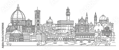 Florence Skyline Outline Drawing