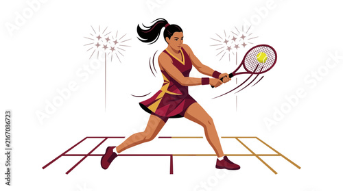 Bild auf Leinwand Woman playing tennis on court, athletic action