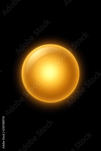 Amber glass orb with soft halo glow on black