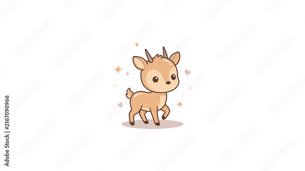 Fototapeta premium Sweet baby deer character illustration with sparkles.