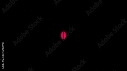 Kinetic typographic dialpad with red glowing numbers isolated on an alpha channel background