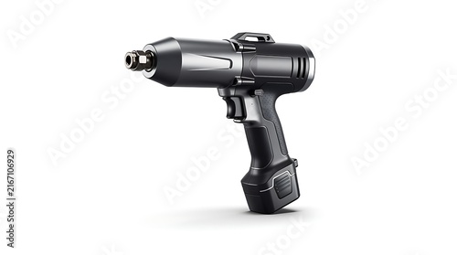 A modern cordless impact wrench stands isolated against a clean white background.
