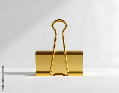 Front view gold stationery clip