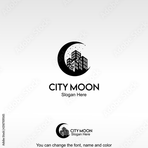 City Moon Logo Template Design Vector