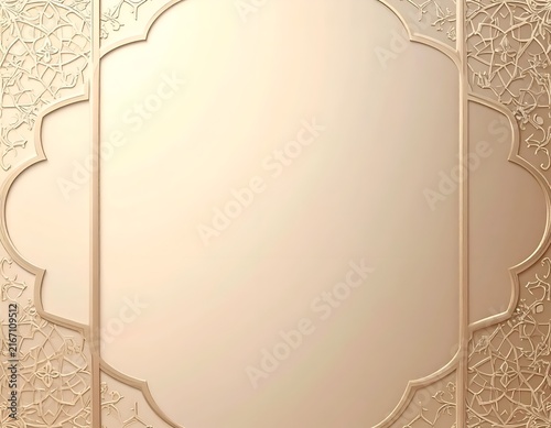 Gold Islamic geometric frame with empty center.