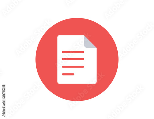 Red document and file flat vector icon isolated on white