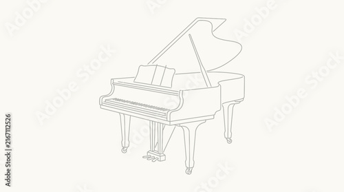Grand piano musical instrument line art.