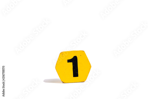 Yellow Hexagon with Number 1 for Early Childhood Math Education and Learning