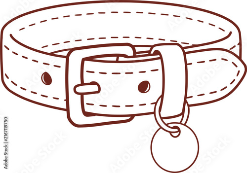 Leather Pet Collar Line Art