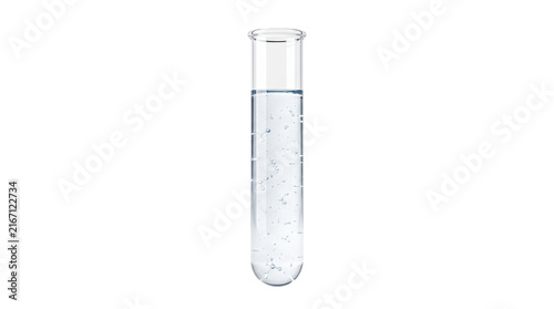 Fotografía Clear glass test tube with blue liquid and bubbles, laboratory glassware for sci