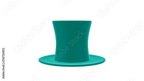 A single, solid teal colored top hat is presented in a studio shot with a clean transparent background for easy compositing