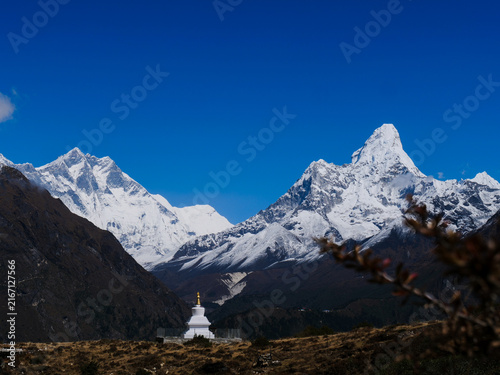 Bild auf Leinwand Stunning view of Ama Dablam and the Himalayas from Namche during the Three Passe
