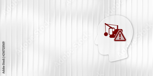 фотографія Conceptual illustration featuring a human head silhouette with a demolition crane and warning sign, symbolizing mental health issues, psychological stress, and breakdown