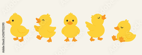 Foto Set of Cute Little Duck Cartoon Illustrations Character Poses