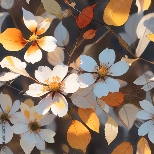 seamless pattern with autumn leaves