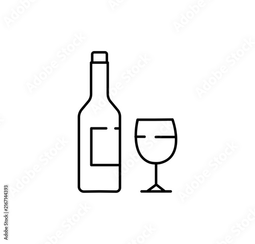 Wine bottle and glass icon
