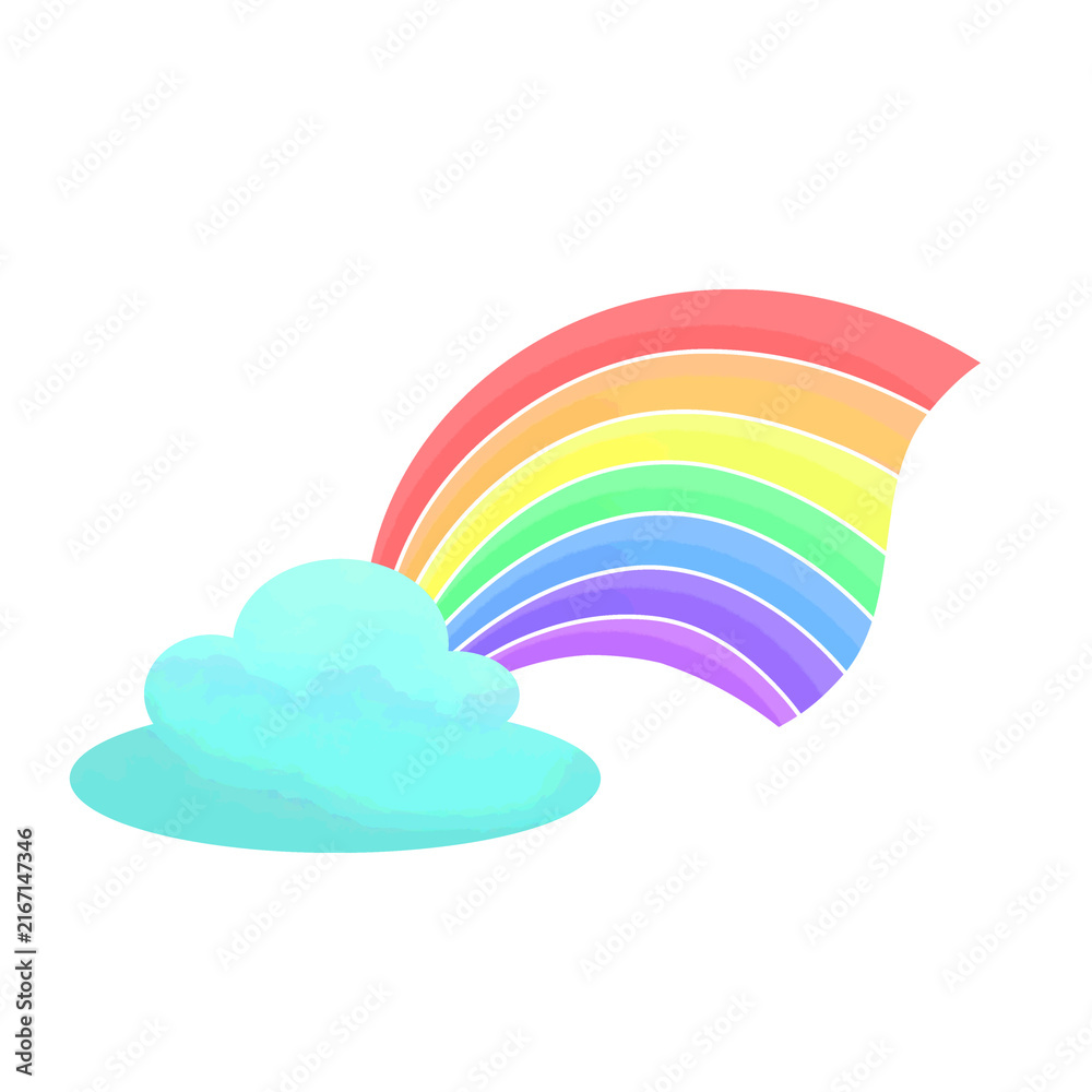 Fototapeta premium rainbow and clouds watercolor clipart illustration
