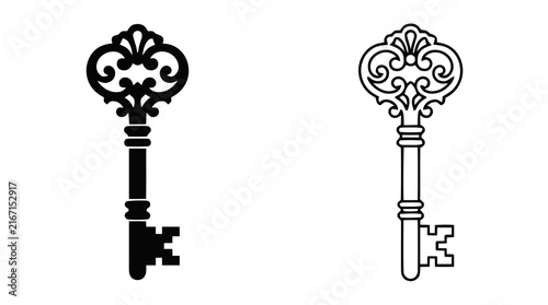 Vector illustration of vintage ornate keys set on a transparent background