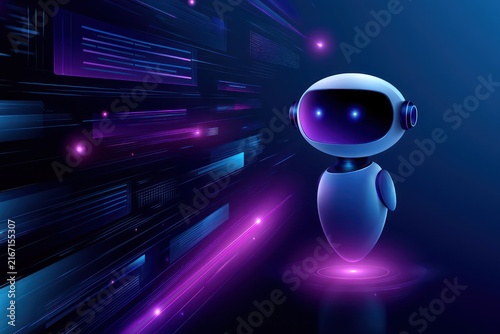 Digital chatbot interface with glowing elements