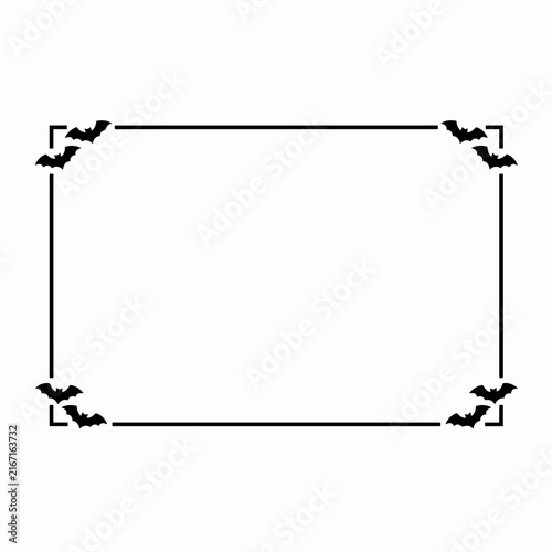 Halloween Bat Corner Frame Border, Minimalist Vector Illustration for Seasonal Party Invitations