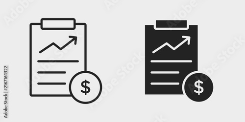 Financial Planning Icon represents budgeting, savings, investment goals, and organized money management with editable outline and fill vector illustrations.