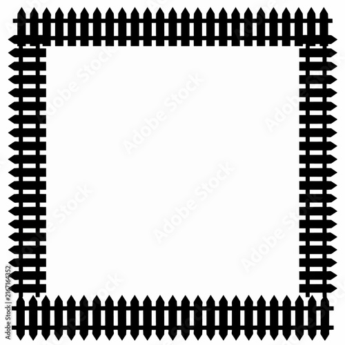 Picket Fence Square Frame with Geometric Border, Symbolizing Property Boundaries and Security, Real Estate and Home Improvement Design