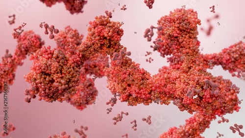 antibodies or immunoglobulin protein or enzyme Molecular structure, Chain of amino acids, biological concept, chemistry and biochemistry, DNA proteins, hydroxyproline, closeups formation, 3d render