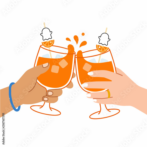 Halloween Cocktail Toast with Ghost Garnishes Symbolizing Festive Celebration, Party Drinks