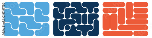Creative Bento Layout Featuring Interconnected Rounded Shapes and Structured Abstract Modules for Modern Artwork