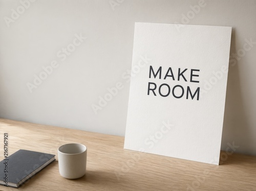 Make Room Workplace Poster With Calm Desk Objects for Web Design