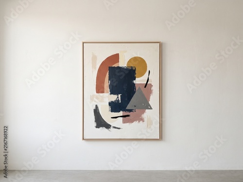 Abstract modern art composition with bold geometric shapes and vibrant colors