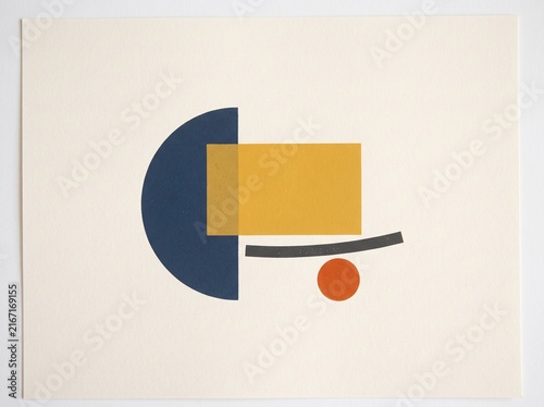 Modern abstract geometric composition with bold shapes and vibrant colors