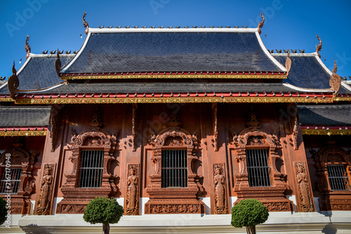 Traditional Thai Buddhist Temple at Blue Temple in Chiang Mai, Thailand
