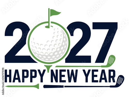 2027 happy new year golf sport greeting card design