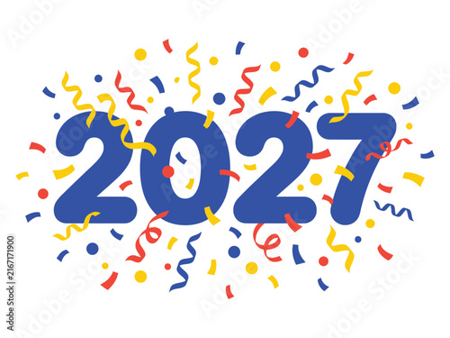 2027 new year celebration greeting card isolated on white background