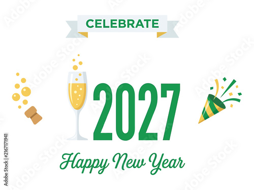 Happy new year 2027 celebration greeting card