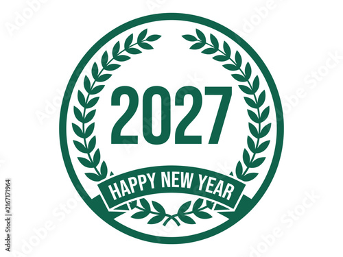 Happy new year 2027 emblem with laurel wreath
