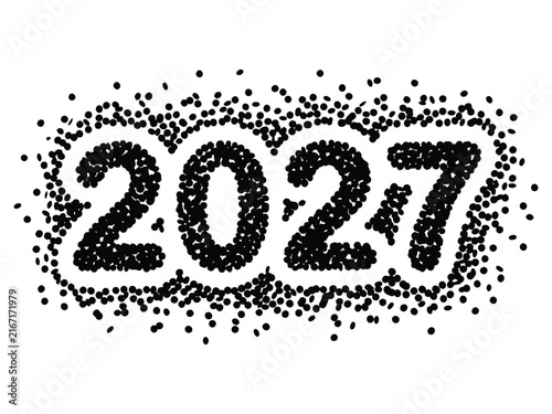 2027 new year celebration design with black confetti