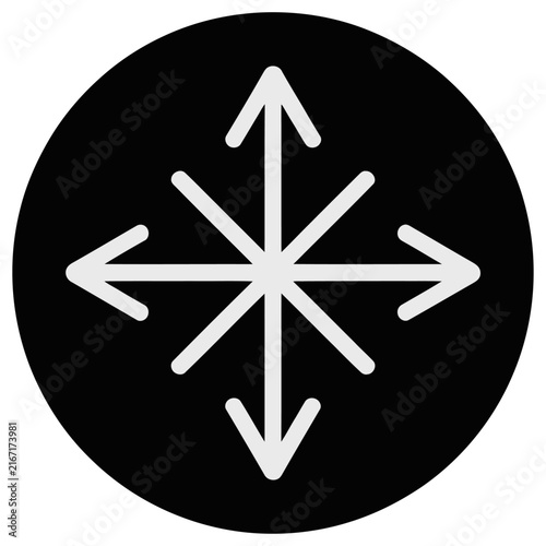 Eight directional arrows icon vector symbol representing navigation and orientation