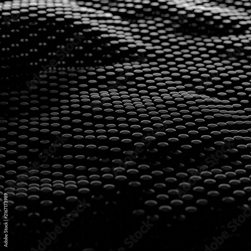 Digital technology background. Dynamic wave particles. Abstract background 3d rendering.