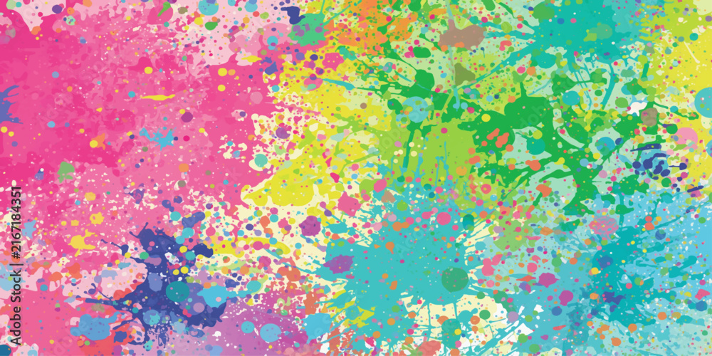 Fototapeta premium Abstract Colorful Watercolor Background with Vibrant Paint Splashes, Ink Blots, Artistic Grunge Texture, Pink and Yellow Liquid Shapes and Decorative Pattern Design
