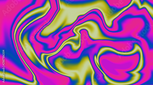Vibrant neon pink, yellow, and blue liquid marble gradient background, abstract psychedelic fluid art texture