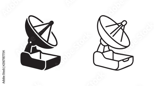 satellite dish antenna vector icon silhouette with outline art silhouette with outline silhouette with outline art vector icon