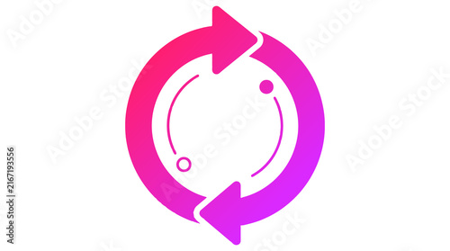 Obraz na płótnie Refresh loop arrows icon in pink, reload update cycle symbol isolated transparen