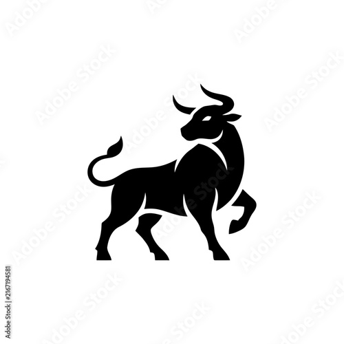 Regal Mighty Bull Silhouette Mascot Logo. Modern Bull Logo. 
